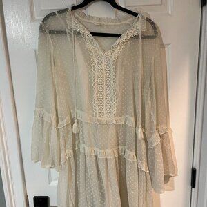 White lace flowy dress